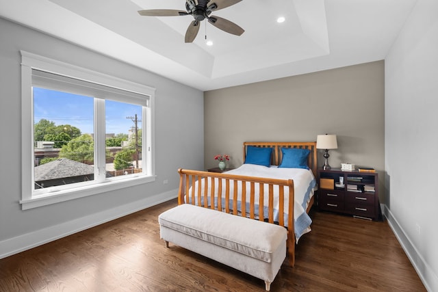 6336 S Kimbark Ave, Chicago, IL 60637 - bedroom with wood finished floors, a raised ceiling, recessed lighting, and ceiling fan