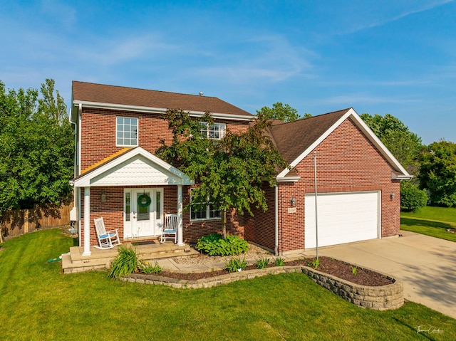 24147 S Sunset Dr, Channahon, IL 60410 - view of front of house featuring brick siding, driveway, covered porch, and a garage