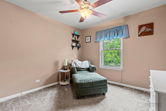 7 Farmington Ct, Lake In The Hills, IL 60156 - sitting room featuring carpet flooring, baseboards, and ceiling fan