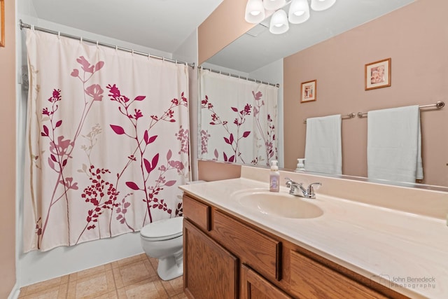 7 Farmington Ct, Lake In The Hills, IL 60156 - bathroom featuring vanity, toilet, tile patterned floors, and shower / tub combo