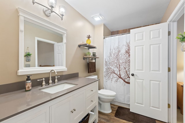 211 Spring Point Dr, Carpentersville, IL 60110 - full bath with vanity, wood finished floors, and a shower with curtain