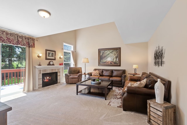 211 Spring Point Dr, Carpentersville, IL 60110 - living room with carpet floors, healthy amount of natural light, and a brick fireplace