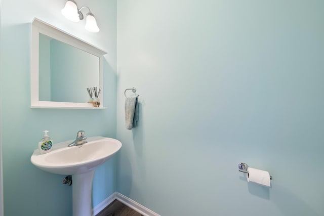 17738 S Willard Ln, Lockport, IL 60441 - bathroom with baseboards and wood finished floors