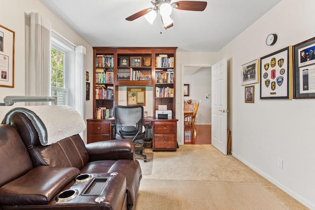 2910 Greystone Pl, Champaign, IL 61822 - office featuring a ceiling fan and carpet flooring