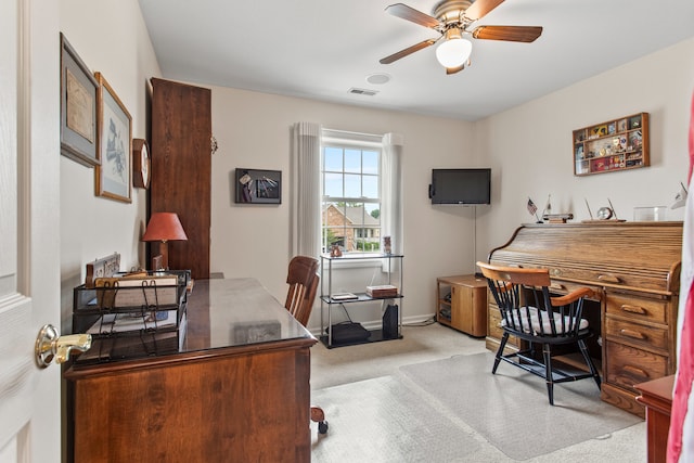 2910 Greystone Pl, Champaign, IL 61822 - office area featuring a ceiling fan and light colored carpet