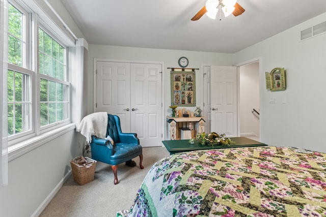 2910 Greystone Pl, Champaign, IL 61822 - carpeted bedroom with a closet and ceiling fan