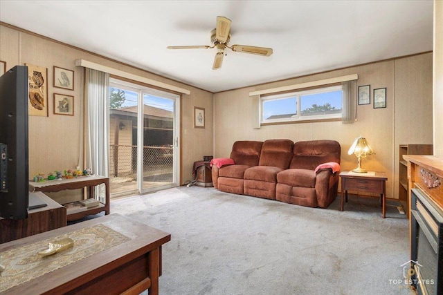 3604 Owl Dr, Rolling Meadows, IL 60008 - carpeted living area with ceiling fan