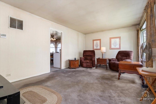 3604 Owl Dr, Rolling Meadows, IL 60008 - sitting room featuring carpet floors and ornamental molding
