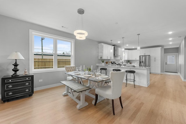4113 Eberly Ave, Brookfield, IL 60513 - dining room featuring baseboards, light wood-type flooring, and recessed lighting