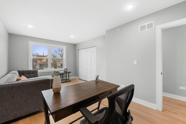4113 Eberly Ave, Brookfield, IL 60513 - office featuring light wood-style flooring, baseboards, and recessed lighting