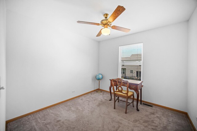 2802 Forestview Dr, Carpentersville, IL 60110 - carpeted office space with baseboards and ceiling fan