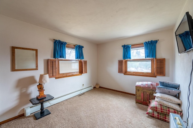 321 Cartwright Ln, Oregon, IL 61061 - unfurnished room featuring plenty of natural light, carpet, a baseboard heating unit, and baseboards
