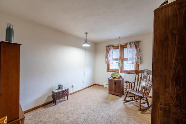 321 Cartwright Ln, Oregon, IL 61061 - living area with light carpet, a baseboard heating unit, and baseboards