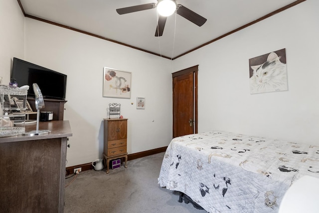 6142 S Richmond St, Chicago, IL 60629 - carpeted bedroom with crown molding, baseboards, and ceiling fan