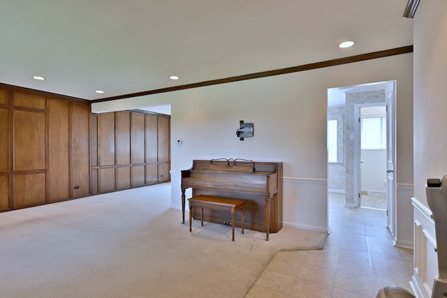 9044 N Clifton Ave, Niles, IL 60714 - living room featuring crown molding, recessed lighting, and baseboards