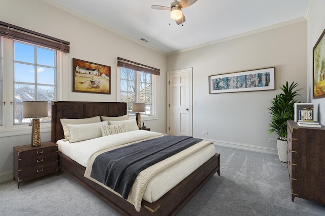 1455 Littlefield Ct, Lake Forest, IL 60045 - carpeted bedroom with multiple windows, ornamental molding, baseboards, and a ceiling fan