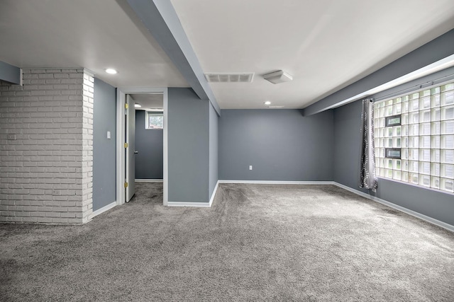 313 Dorsetshire Dr, Steger, IL 60475 - unfurnished room with carpet floors, baseboards, and brick wall