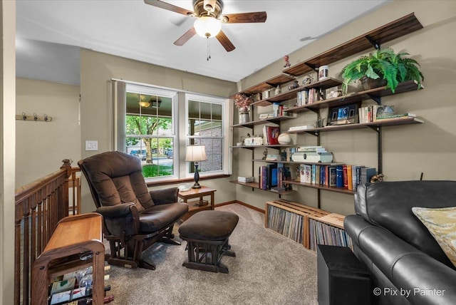 2116 Glasgow Ct, Hanover Park, IL 60133 - living area featuring carpet flooring and a ceiling fan