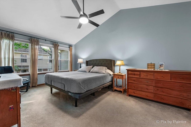 2116 Glasgow Ct, Hanover Park, IL 60133 - bedroom featuring vaulted ceiling, light colored carpet, and ceiling fan
