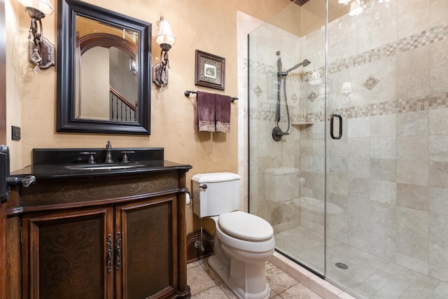 21 Forest Ave, Naperville, IL 60540 - full bathroom featuring vanity, toilet, a shower stall, and tile patterned floors