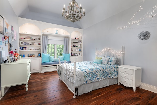 21 Forest Ave, Naperville, IL 60540 - bedroom with a chandelier, dark wood finished floors, and lofted ceiling
