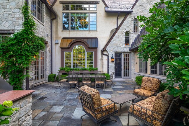 21 Forest Ave, Naperville, IL 60540 - view of patio / terrace with french doors, outdoor lounge area, and outdoor dining area