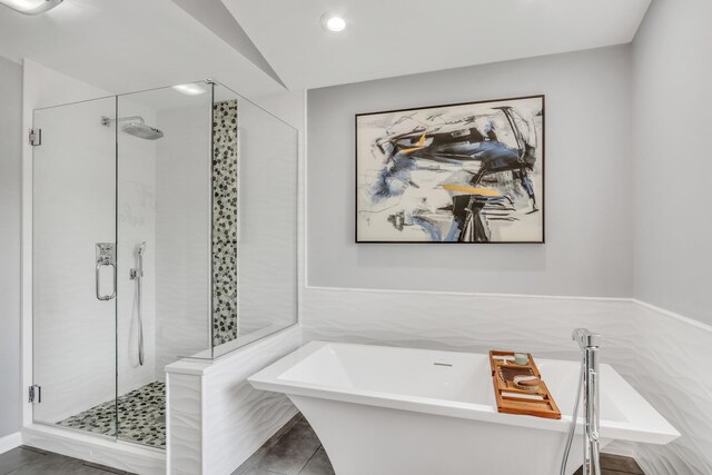 347 Yorkshire Dr, Mundelein, IL 60060 - bathroom with a freestanding tub, a shower stall, and recessed lighting