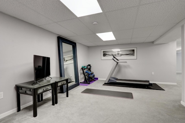 347 Yorkshire Dr, Mundelein, IL 60060 - workout room with carpet floors, a paneled ceiling, and baseboards