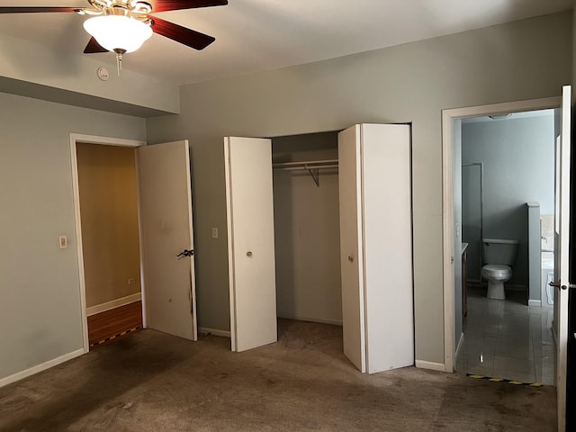 7513 N Winchester Ave Unit 1, Chicago, IL 60626 - unfurnished bedroom with a closet, carpet flooring, ensuite bathroom, and baseboards