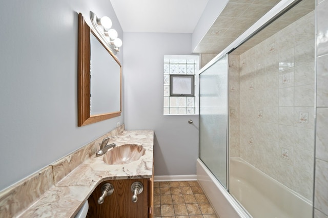 4646 W Montana St, Chicago, IL 60639 - full bathroom featuring vanity, combined bath / shower with glass door, and baseboards