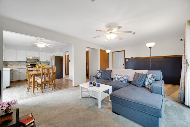 213 Vine St Unit 3, New Lenox, IL 60451 - living room with ceiling fan and light wood-style flooring