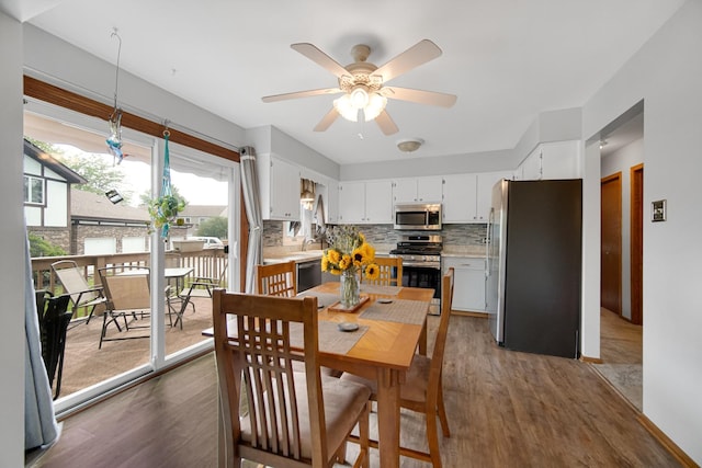 213 Vine St Unit 3, New Lenox, IL 60451 - dining space with dark wood finished floors and ceiling fan