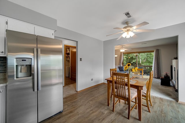 213 Vine St Unit 3, New Lenox, IL 60451 - dining space with a ceiling fan, wood finished floors, and baseboards