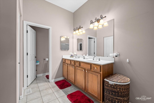 1920 Glenwood Cir Unit B, Sugar Grove, IL 60554 - bathroom featuring double vanity, tile patterned floors, and baseboards