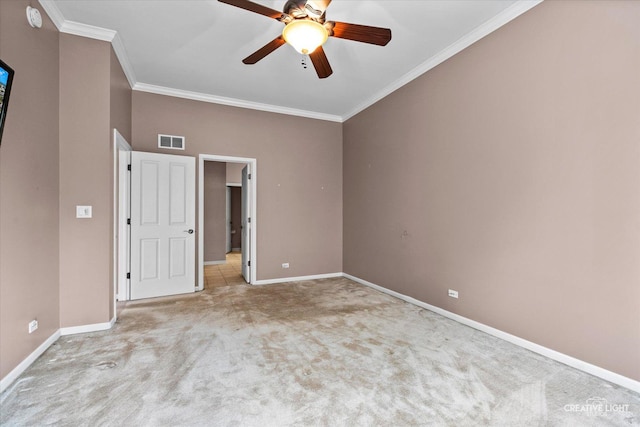 1920 Glenwood Cir Unit B, Sugar Grove, IL 60554 - unfurnished bedroom with carpet, ornamental molding, baseboards, and ceiling fan