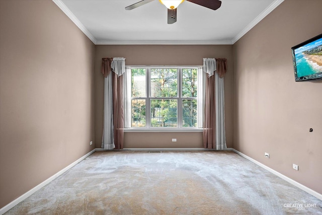 1920 Glenwood Cir Unit B, Sugar Grove, IL 60554 - carpeted spare room featuring a ceiling fan, crown molding, and baseboards