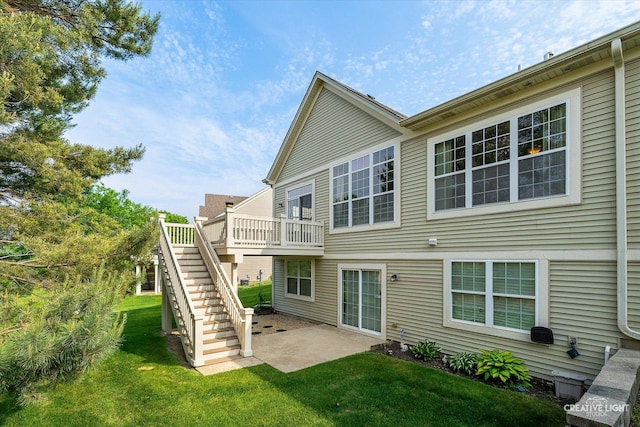 1920 Glenwood Cir Unit B, Sugar Grove, IL 60554 - back of house with a lawn, stairs, a patio area, and a wooden deck