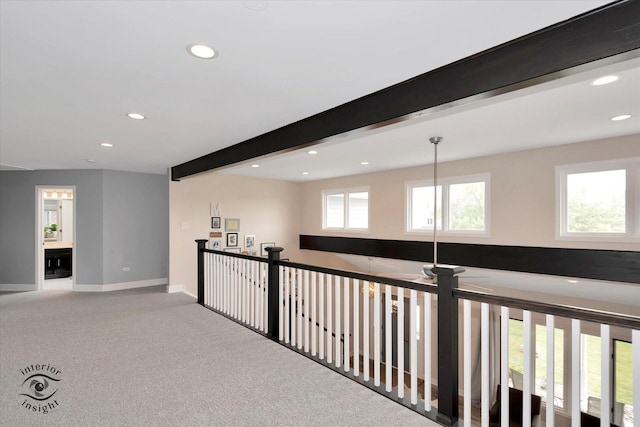 8456 Meadows Edge Trl, Tinley Park, IL 60487 - hall with beam ceiling, recessed lighting, and carpet floors