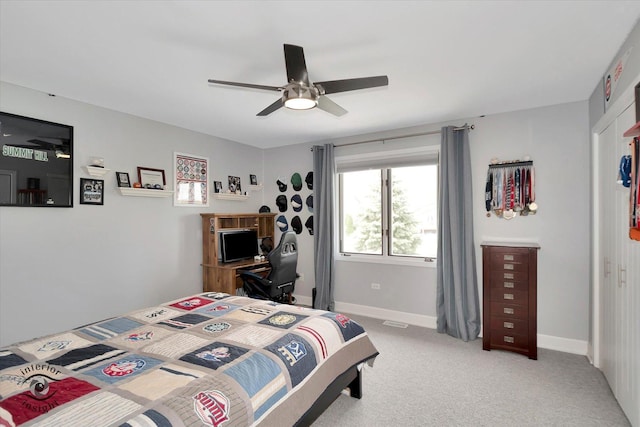 8456 Meadows Edge Trl, Tinley Park, IL 60487 - bedroom featuring light colored carpet and ceiling fan