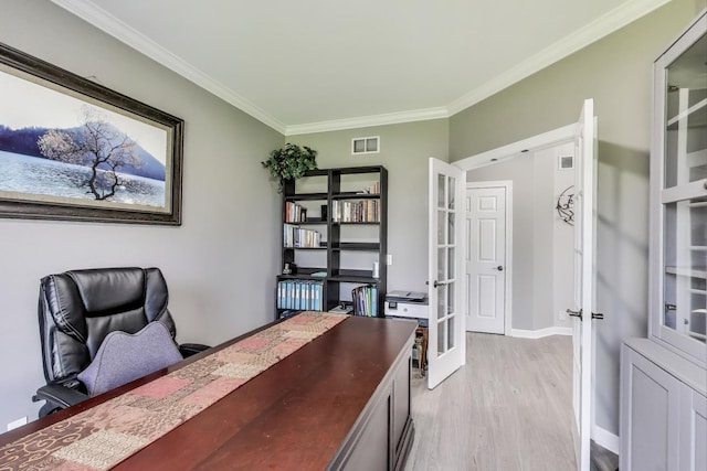 27117 Ashgate Xing, Plainfield, IL 60585 - office space with french doors, light wood-type flooring, and ornamental molding