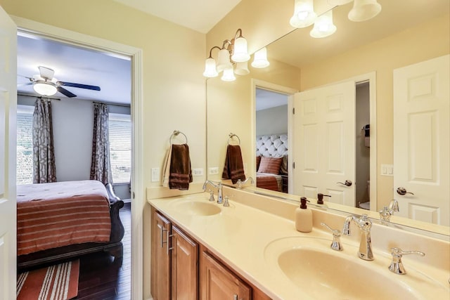27117 Ashgate Xing, Plainfield, IL 60585 - bathroom with ensuite bathroom, double vanity, wood finished floors, and a ceiling fan