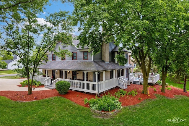 925 Merrill New Rd, Sugar Grove, IL 60554 - farmhouse inspired home with a porch, a front yard, and brick siding