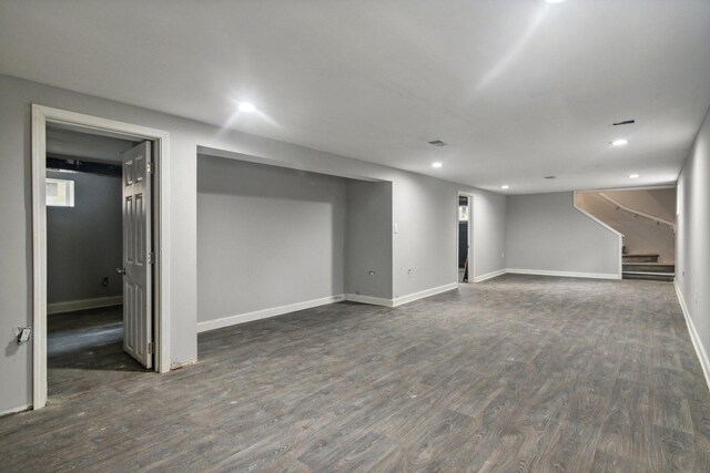 15123 Wabash Ave, South Holland, IL 60473 - below grade area featuring stairs, wood finished floors, baseboards, and recessed lighting