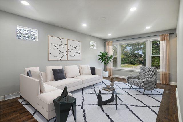15123 Wabash Ave, South Holland, IL 60473 - living room with recessed lighting, baseboards, and wood finished floors