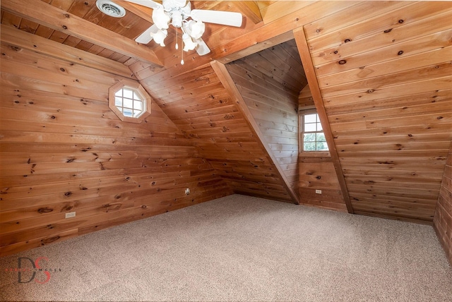 2622 E 28th Rd, Marseilles, IL 61341 - bonus room with wood ceiling, healthy amount of natural light, wood walls, ceiling fan, and carpet flooring