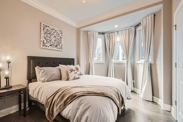 2700 N Wayne Ave Unit 2N, Chicago, IL 60614 - bedroom featuring crown molding, baseboards, wood finished floors, and recessed lighting