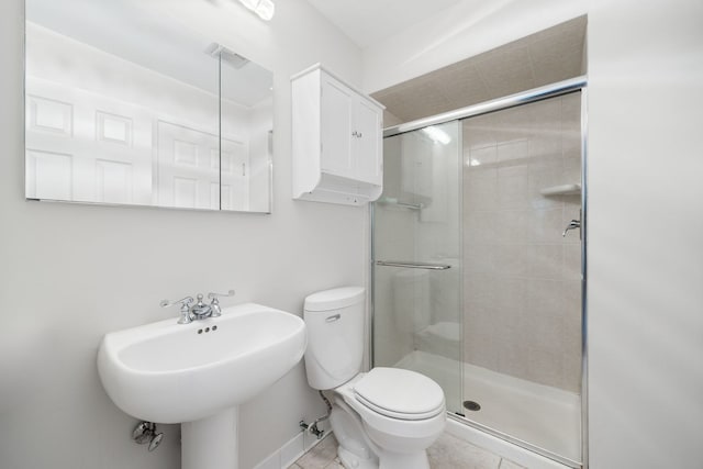 1094 E Algonquin Rd, Des Plaines, IL 60016 - bathroom featuring a shower stall, toilet, tile patterned floors, and a sink