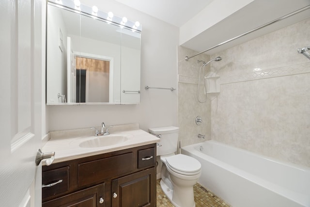 1094 E Algonquin Rd, Des Plaines, IL 60016 - bathroom with vanity, toilet, shower / bathtub combination, and tile patterned floors