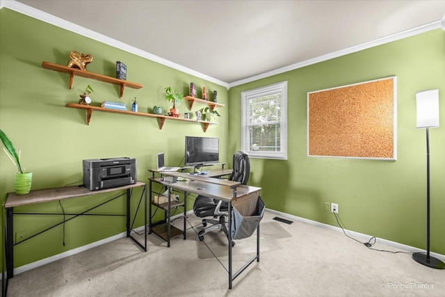 688 Regent Dr, Crystal Lake, IL 60014 - office with crown molding and light carpet
