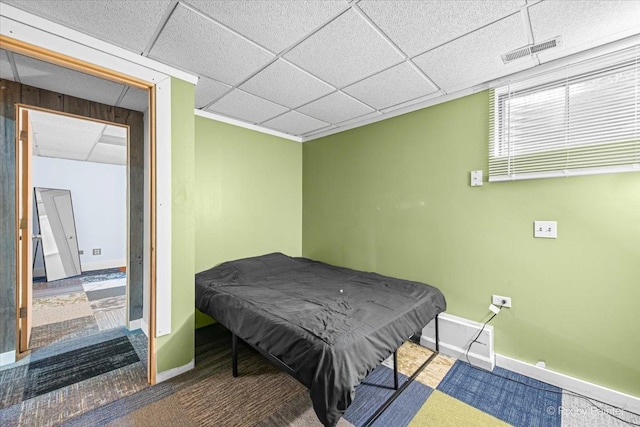 688 Regent Dr, Crystal Lake, IL 60014 - carpeted bedroom featuring baseboards and a drop ceiling